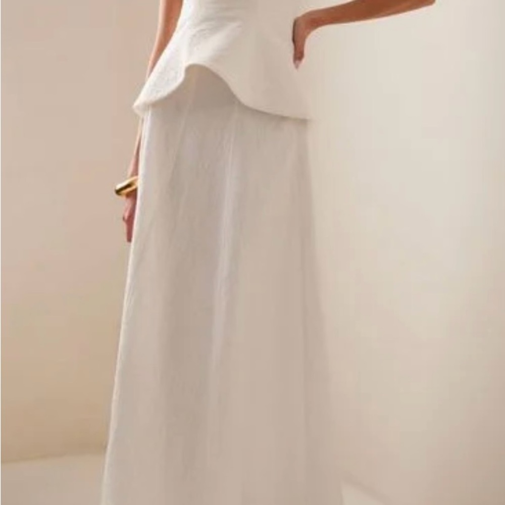 Mara Hoffman Cream A-Line Skirt and Asymmetrical Textured Top Set